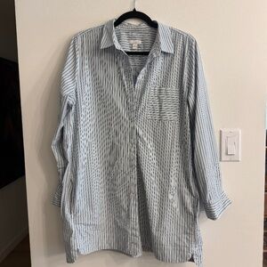 J. Jill Tunic Length button Down with collar and pockets - Striped